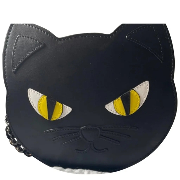 Jeremy Scott BLACK LEATHER CAT CROSSBODY BAG Moschino couture New /dust Bag - Picture 3 of 7